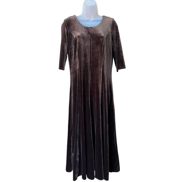 Chadwick's of Boston Brown Velvet Maxi Dress Sz M Fairy Forest Whimsigoth Castle - Picture 3 of 16